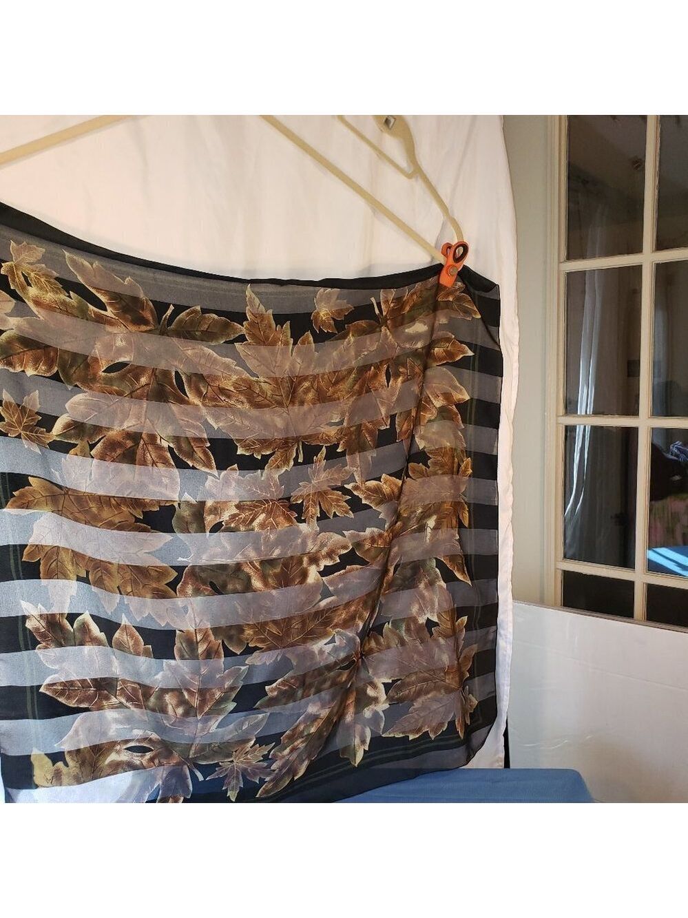 Black and Brown Leaf Print Scarf